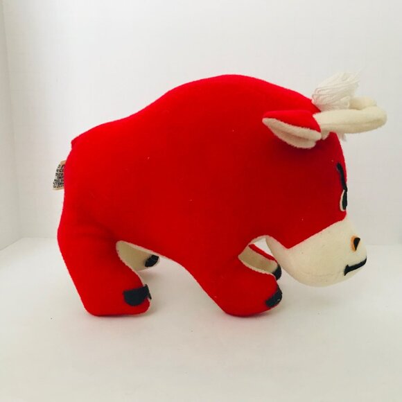 Vtg Dakin Dream Pets Bull Steer Red Velveteen Plush Stuffed Animal 1950s-1960s - Picture 3 of 9